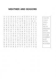 Weather and Seasons Wordsearch