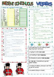 English Worksheet: PRESENT CONTINUOUS VERBS