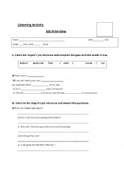 English Worksheet: listening activity 