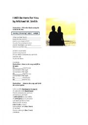 English Worksheet: I will be here for you