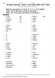 English Worksheet: ODD MAN OUT 003 Writing Exercise