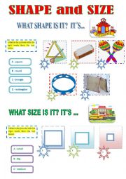 English Worksheet: WHAT SHAPE AND SIZE?