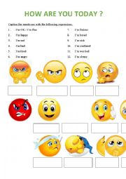 English Worksheet: HOW ARE YOU TODAY ?