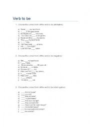 English Worksheet: Verb to be