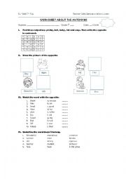 English Worksheet: Lets play and learn oppossites. 