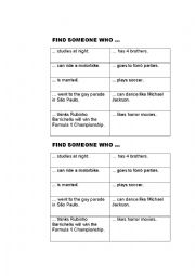 English Worksheet: Find someone Who