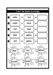 English Worksheet: primary and secondary colour