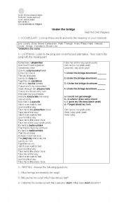 English Worksheet: Under the bridge