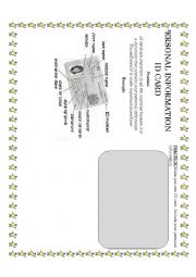 English Worksheet: PERSONAL INFORMATION ID CARD