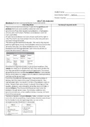 English Worksheet: World History Reading Comprehension