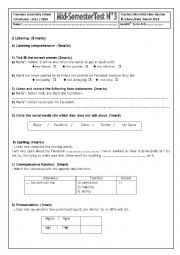 English Worksheet: Mid-Semester Test N3 (4th form arts)