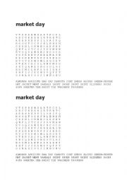 English Worksheet: market day word search