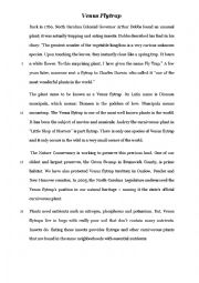 English Worksheet: Reading (Life science): Venus Flytrap plant