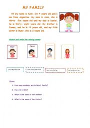 English Worksheet: MY FAMILY