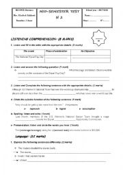 English Worksheet: a test for second year pupils