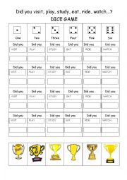 English Worksheet: DID YOU ...... ?  DICE GAME