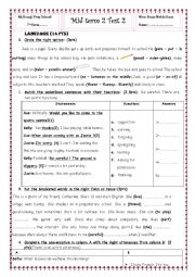 English Worksheet: mid semester 2 test 2 for 7th form
