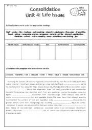 English Worksheet: Unit 4 Consolidation (4th form Arts)