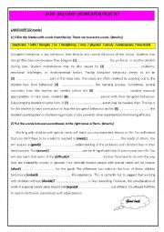 English Worksheet: mid- second semester test N 2 3year Arts