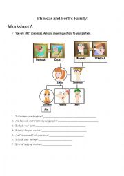 English Worksheet: Phineas and Ferb Student A