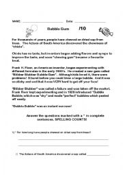 English Worksheet: Bubble Gum 