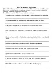 English Worksheet: Run-on worksheet