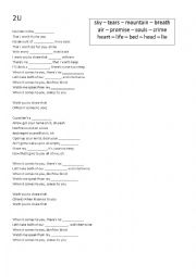English Worksheet: U2 Justin Biber