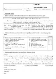 English Worksheet: 9th form, Test 2