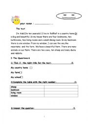 English Worksheet: test 6 th form reading comprehension