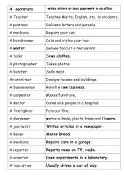 Occupations matching activity