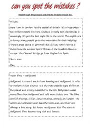 English Worksheet: error correction