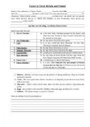 English Worksheet: Easter in Great Britain and Poland