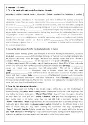 English Worksheet: Mid-Semester Test N2 (3rd form)