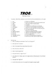 English Worksheet: TRON Film Study Guide