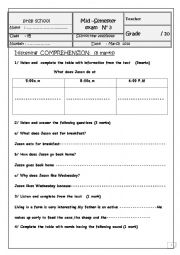 English Worksheet: 7th mid term 2