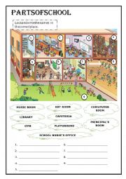 English Worksheet: School rooms