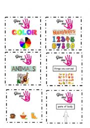 English Worksheet: Give Me 5 - activity cards