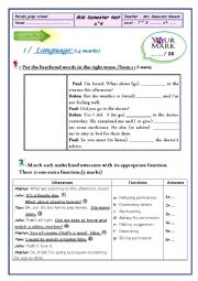 English Worksheet: Mid Semester test n 4 7th form