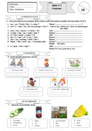 English Worksheet: quiz 1 semester2