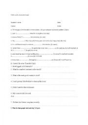 English review exam including reading comprehension Intermediate
