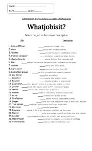 English Worksheet: Jobs and Occupations/ advertisements