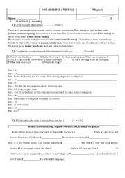 English Worksheet: Mid-semester 2 test n2- 7th grade-Tunisia