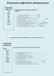 English Worksheet: POSSESSIVE ADJECTIVES AND PRONOUNS