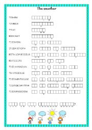 English Worksheet: weather double puzzle