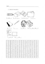 English Worksheet: School objects