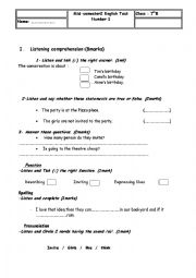 English Worksheet: 7th form exam