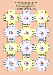 English Worksheet: THE SCHWA SOUND DOMINOES GAME- STUDENTS LEARNED IT BY PLAYING