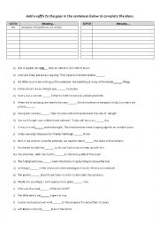 English Worksheet: Suffixes 