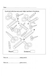 English Worksheet: How many objects are there?
