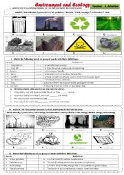 English Worksheet: Environment and Ecology